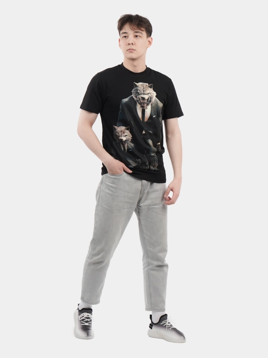 Erkaklar va ayollar uchun futbolka, oversiz, print bilan, unisex, paxta
