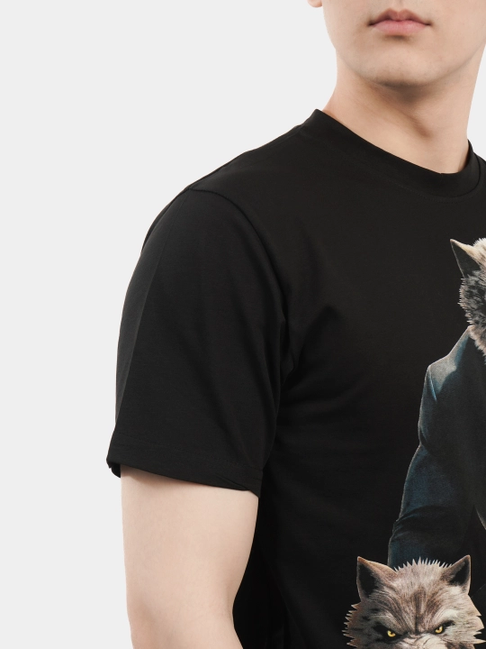 Erkaklar va ayollar uchun futbolka, oversiz, print bilan, unisex, paxta