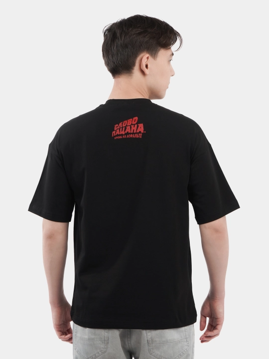 Erkaklar va ayollar uchun futbolka, oversiz, print bilan, unisex, paxta