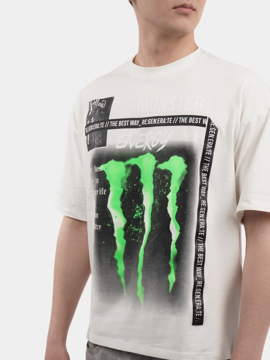 Erkaklar va ayollar uchun futbolka, oversiz, print bilan, unisex, paxta