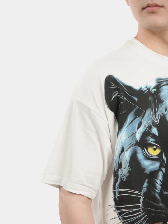 Erkaklar va ayollar uchun futbolka, oversiz, print bilan, unisex, paxta