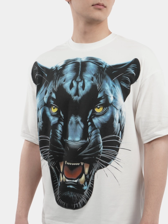 Erkaklar va ayollar uchun futbolka, oversiz, print bilan, unisex, paxta
