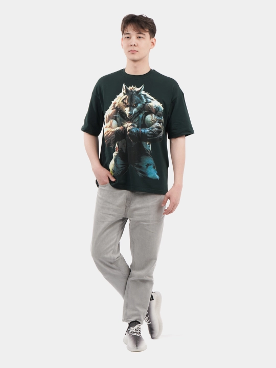 Erkaklar va ayollar uchun futbolka, oversiz, print bilan, unisex, paxta