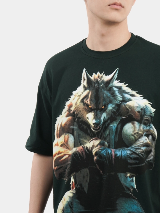 Erkaklar va ayollar uchun futbolka, oversiz, print bilan, unisex, paxta