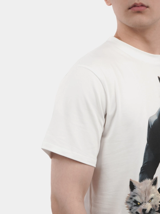 Erkaklar va ayollar uchun futbolka, oversiz, print bilan, unisex, paxta