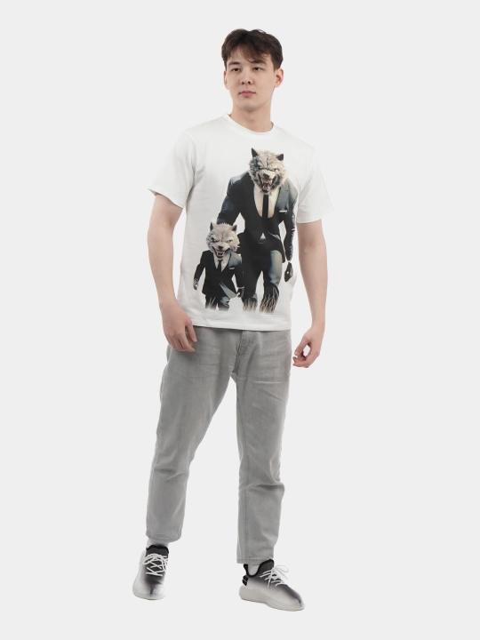 Erkaklar va ayollar uchun futbolka, oversiz, print bilan, unisex, paxta
