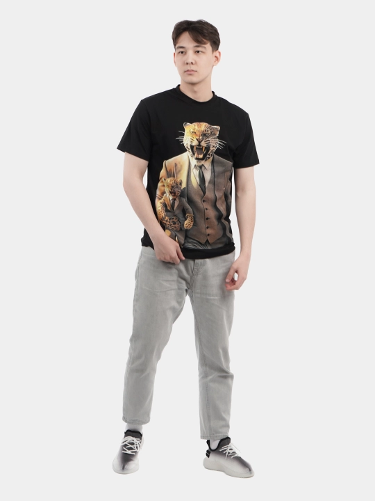 Erkaklar va ayollar uchun futbolka, oversiz, print bilan, unisex, paxta