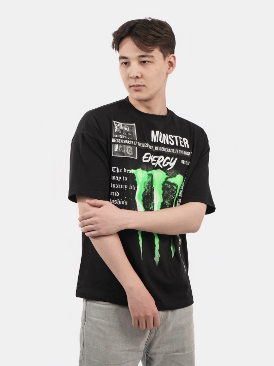 Erkaklar va ayollar uchun futbolka, oversiz, print bilan, unisex, paxta