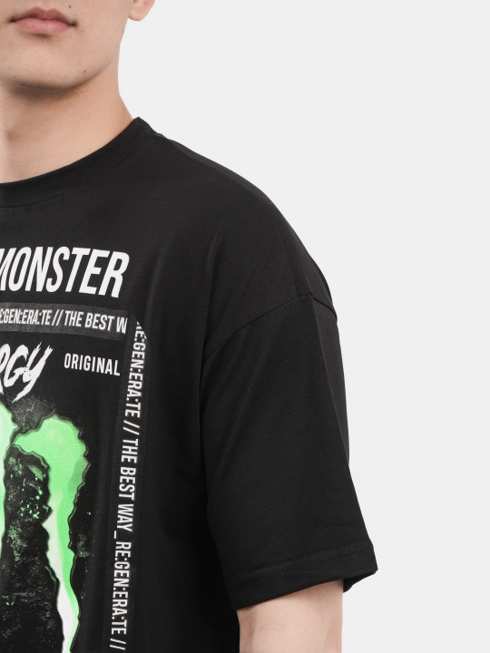 Erkaklar va ayollar uchun futbolka, oversiz, print bilan, unisex, paxta