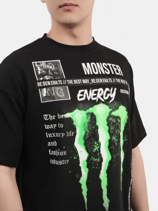 Erkaklar va ayollar uchun futbolka, oversiz, print bilan, unisex, paxta