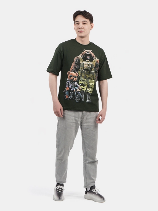 Erkaklar va ayollar uchun futbolka, oversiz, print bilan, unisex, paxta