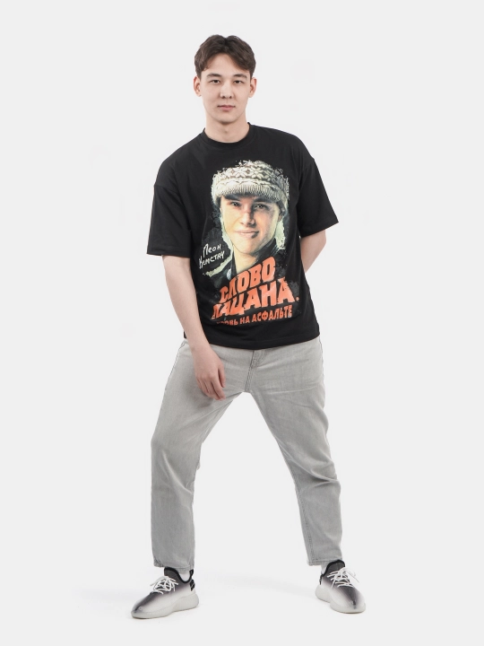 Erkaklar va ayollar uchun futbolka, oversiz, print bilan, unisex, paxta