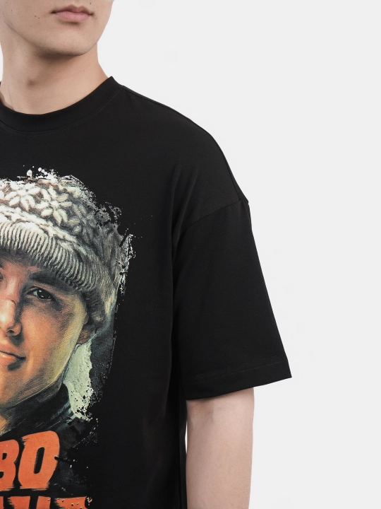 Erkaklar va ayollar uchun futbolka, oversiz, print bilan, unisex, paxta