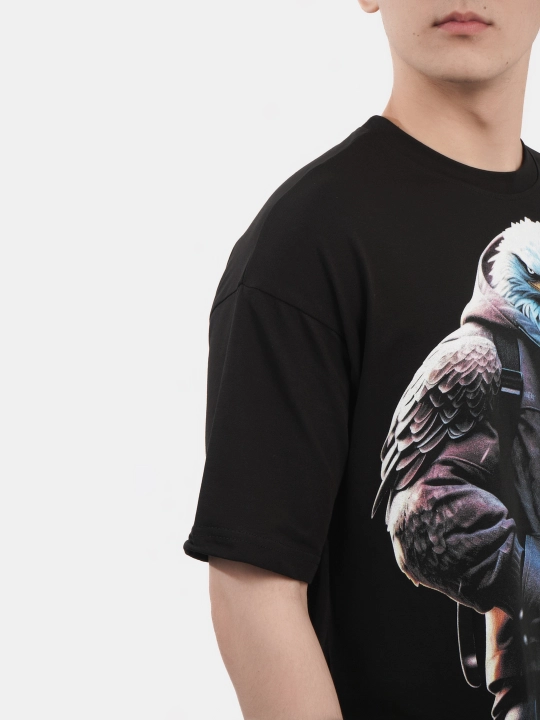 Erkaklar va ayollar uchun futbolka, oversiz, print bilan, unisex, paxta