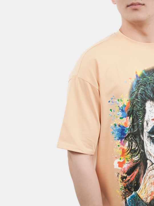 Erkaklar va ayollar uchun futbolka, oversiz, print bilan, unisex, paxta