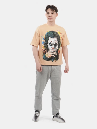 Erkaklar va ayollar uchun futbolka, oversiz, print bilan, unisex, paxta
