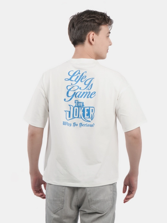Erkaklar va ayollar uchun futbolka, oversiz, print bilan, unisex, paxta