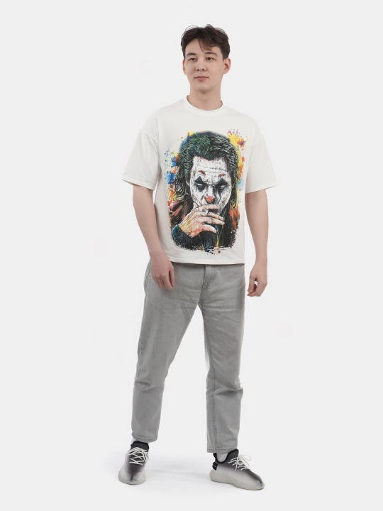 Erkaklar va ayollar uchun futbolka, oversiz, print bilan, unisex, paxta