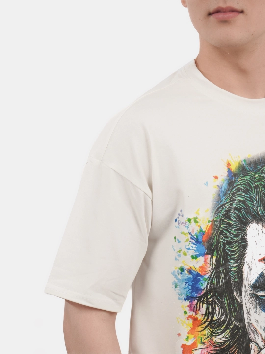 Erkaklar va ayollar uchun futbolka, oversiz, print bilan, unisex, paxta