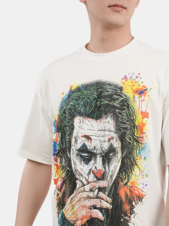 Erkaklar va ayollar uchun futbolka, oversiz, print bilan, unisex, paxta