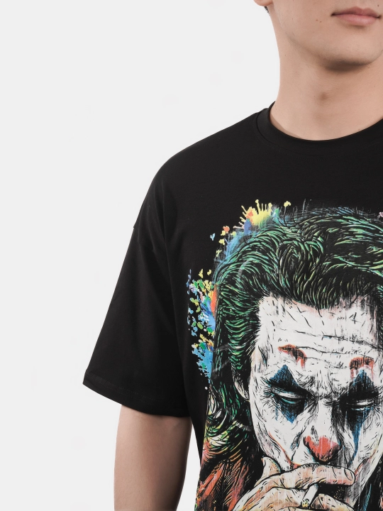 Erkaklar va ayollar uchun futbolka, oversiz, print bilan, unisex, paxta