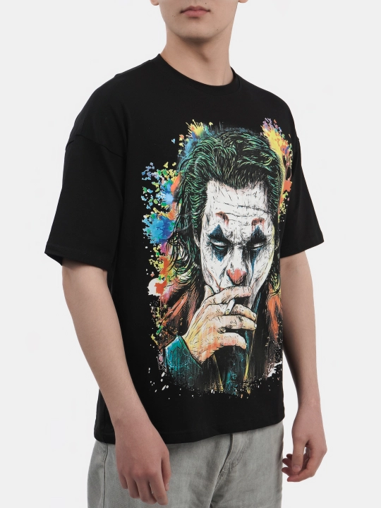 Erkaklar va ayollar uchun futbolka, oversiz, print bilan, unisex, paxta