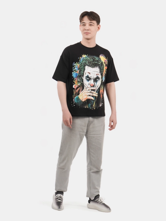 Erkaklar va ayollar uchun futbolka, oversiz, print bilan, unisex, paxta