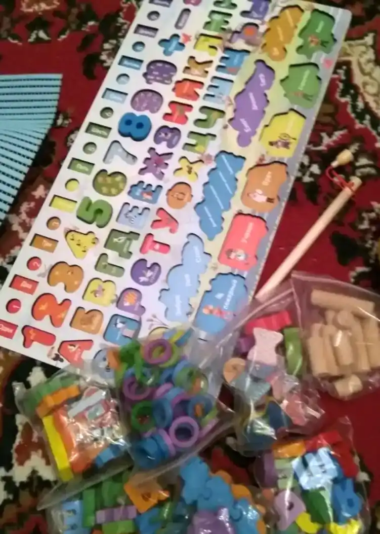 Yog'ochli sorter, o'quv yog'och taxtasi Montessori, magnit baliq ovlash bilan