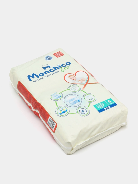 Tagliklar Monchico Eco+ o'lchami 4, 7-14 kg, 52 dona