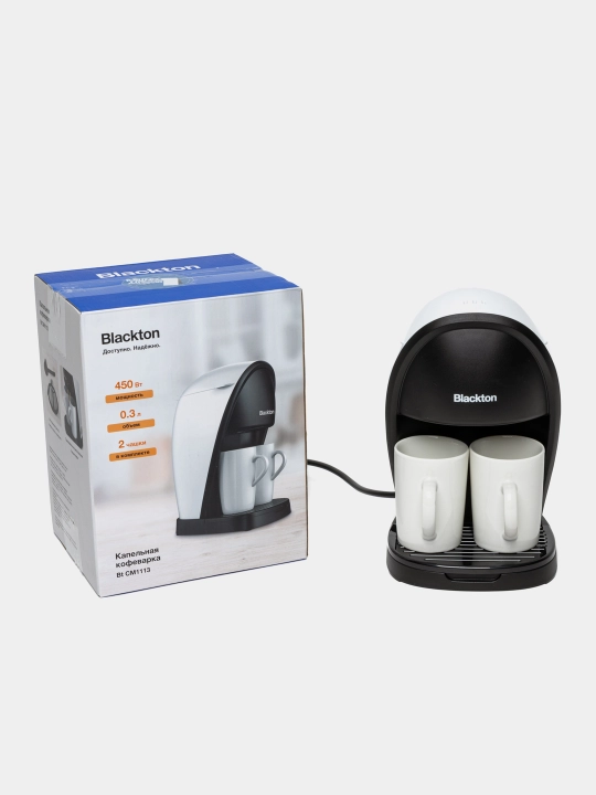 Кофеварка Blackton Bt CM1113,2 чашки в комплекте, высокая мощность 450 Вт, объем 0.3 л