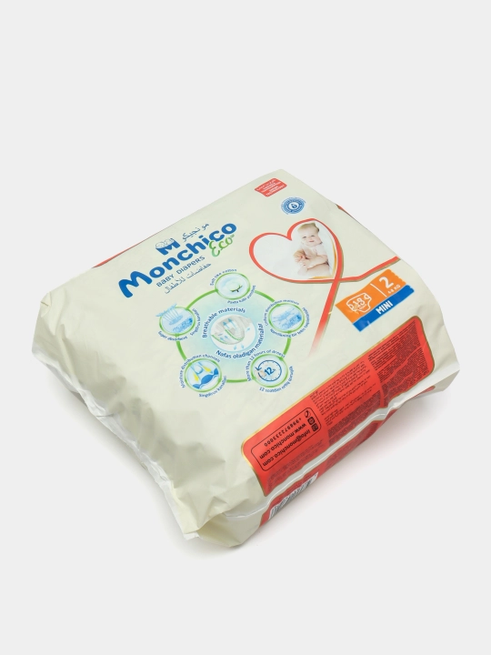 Tagliklar Monchico Eco+, o'lcham 2, 4-8 kg, 18 dona
