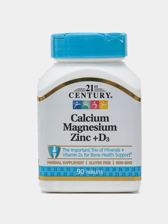 Kalsiy, Magniy, Sink va vitamin D3, 21st Century, 90 ta tabletka - 