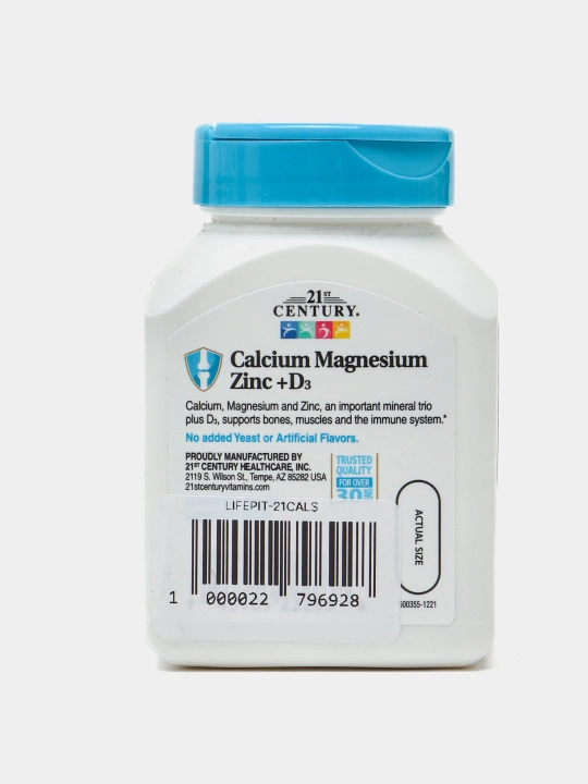 Kalsiy, Magniy, Sink va vitamin D3, 21st Century, 90 ta tabletka