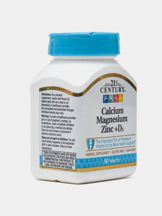 Kalsiy, Magniy, Sink va vitamin D3, 21st Century, 90 ta tabletka