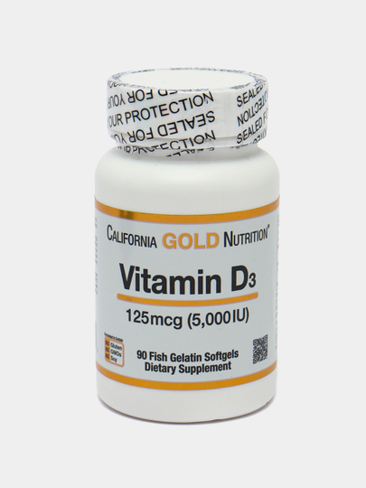 Витамин D3 California Gold Nutrition, 125 мкг 5000 IU, 90 капсул