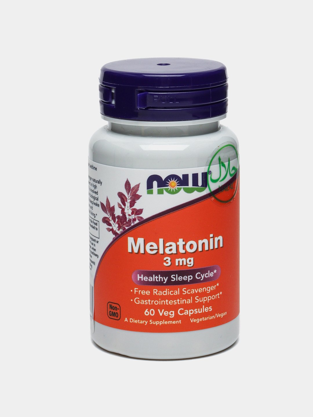 Мелатонин NOW Supplements, цикл здорового сна, 3 мг, 60 капсул, Халяль ...