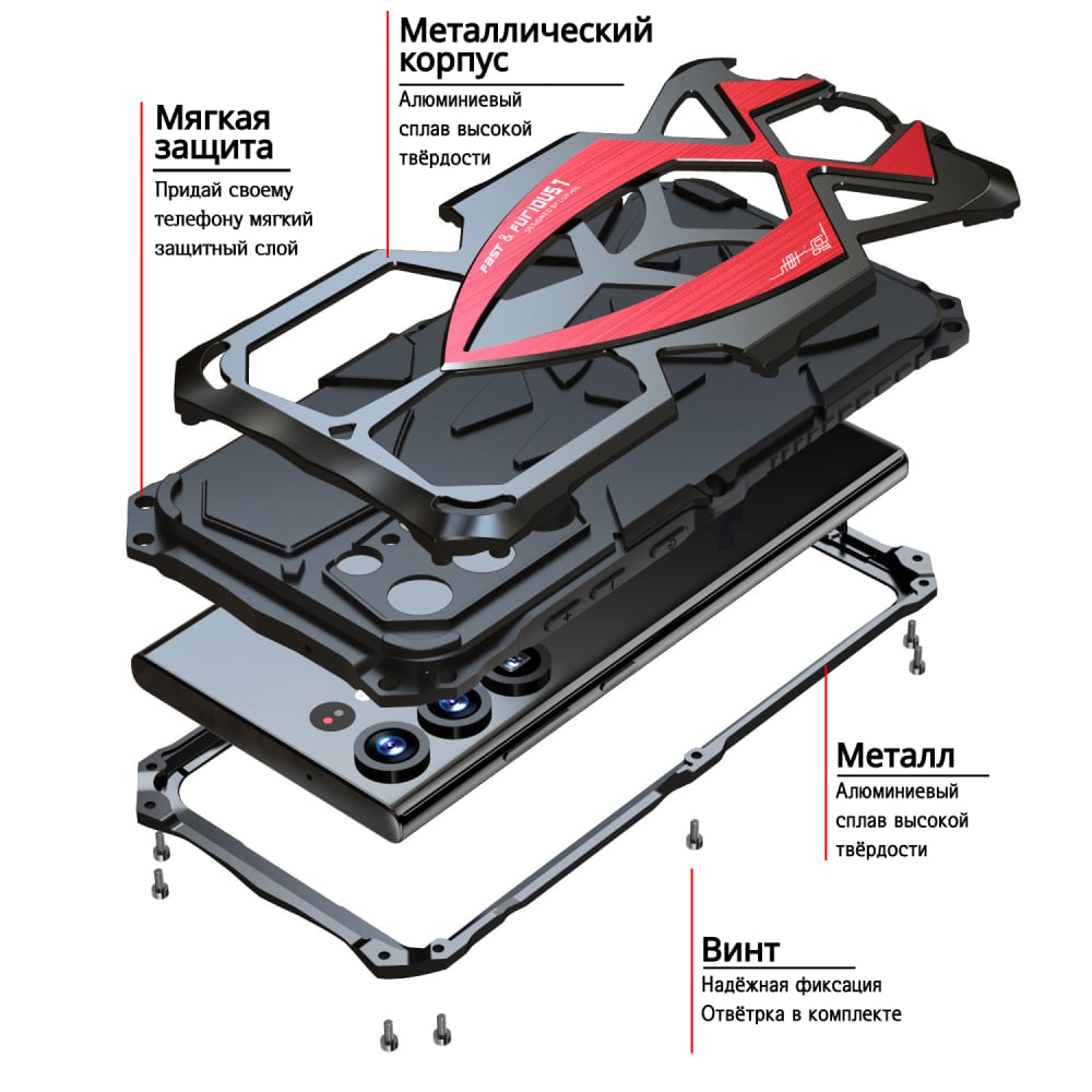 Металлический противоударный чехол Steel Guard для Samsung S22, 23, 24  Ultra купить по низким ценам в интернет-магазине Uzum (989261)