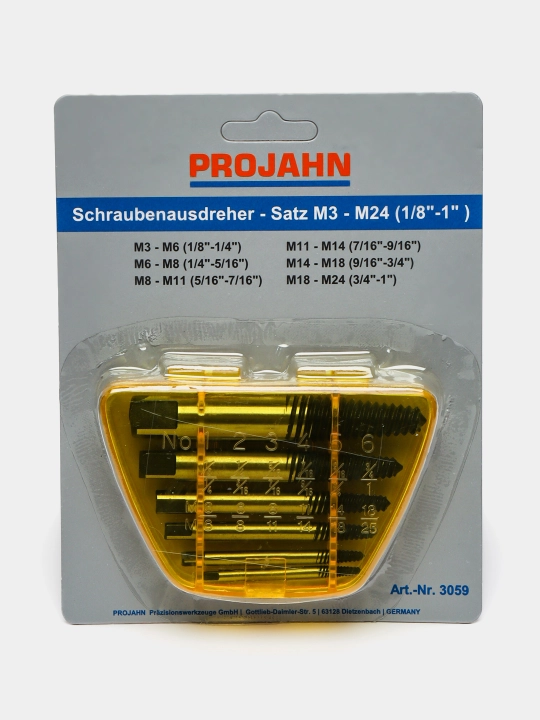 Набор экстракторов для винтов Projahn, 6 шт, М3 М24