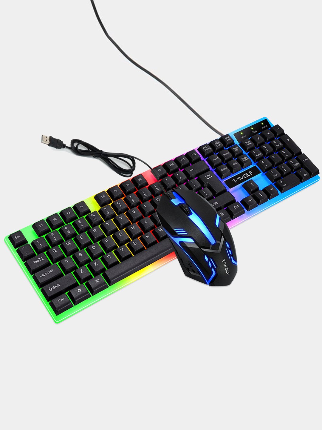 Игровая Клавиатура и Мышка с Подсветкой RGB, T-WOLF 230, Gold Line купить  по низким ценам в интернет-магазине Uzum (877057)