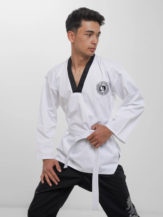 Djit kun do uchun kimono, usti oq, pasti qora