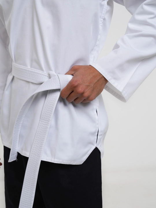 Djit kun do uchun kimono, usti oq, pasti qora
