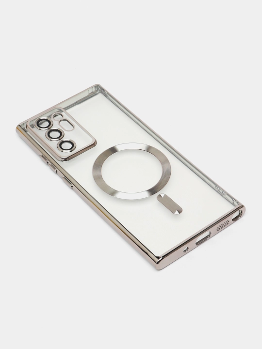 Чехол MagSafe для Samsung S20/21/22/23/24 Plus/Note/Fe/Ultra прозрачный, силиконовый