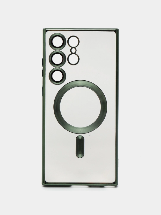 Чехол MagSafe для Samsung S20/21/22/23/24 Plus/Note/Fe/Ultra прозрачный, силиконовый