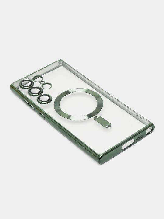 Чехол MagSafe для Samsung S20/21/22/23/24 Plus/Note/Fe/Ultra прозрачный, силиконовый
