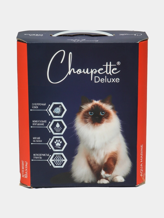 Впитывающий наполнитель для кошачьего туалета CHOUPETTE DELUXE AQUA MARINE, 4.530кг/10LB - 
