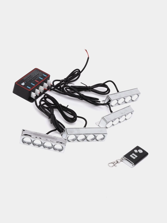 LED stroboskoplar, migalka, masofadan boshqarish pulti bilan, 3 * 10 sm, 4 dona