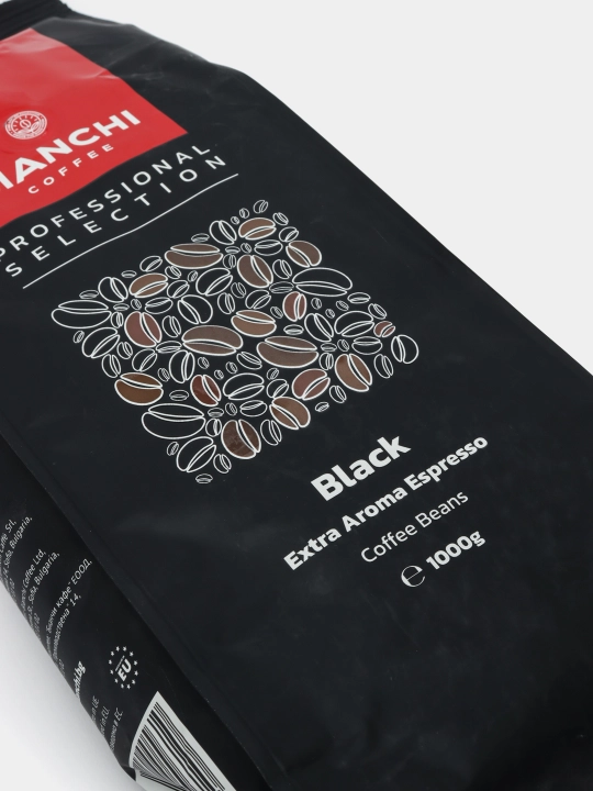 "BIANCHI BLACK" loviya kofesi, 60% Arabica va 40% Robusta don aralashmasi, 1 kg