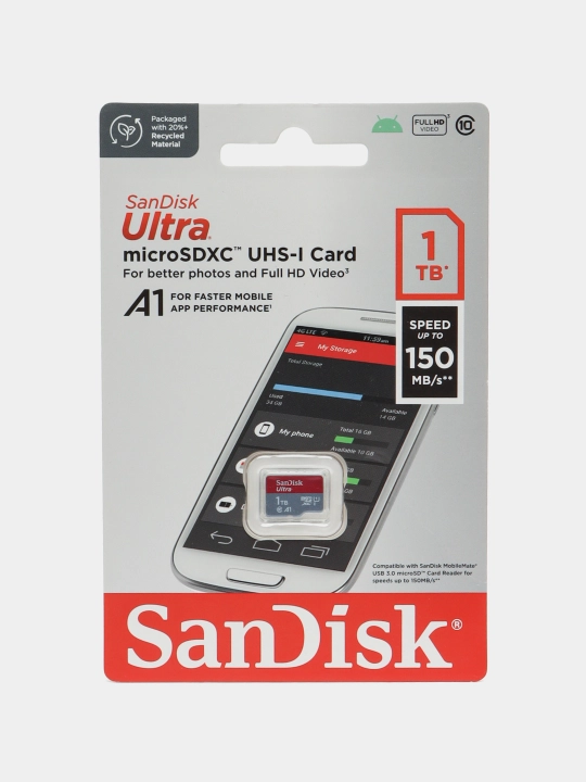 SanDisk Ultra microSDXC 100 mb/SB flesh-disk, Full HD, A1, mikro flesh-disk, universal - 