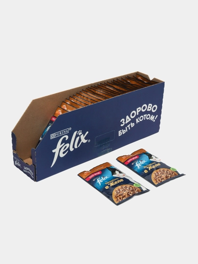 Влажный корм Felix для кошек, курица в желе с морковью, 75 гр, 26 шт в упаковке