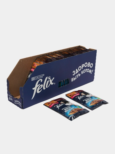 Влажный корм Felix для кошек, Индейка и печень в желе, 75 г, 26 шт в упаковке